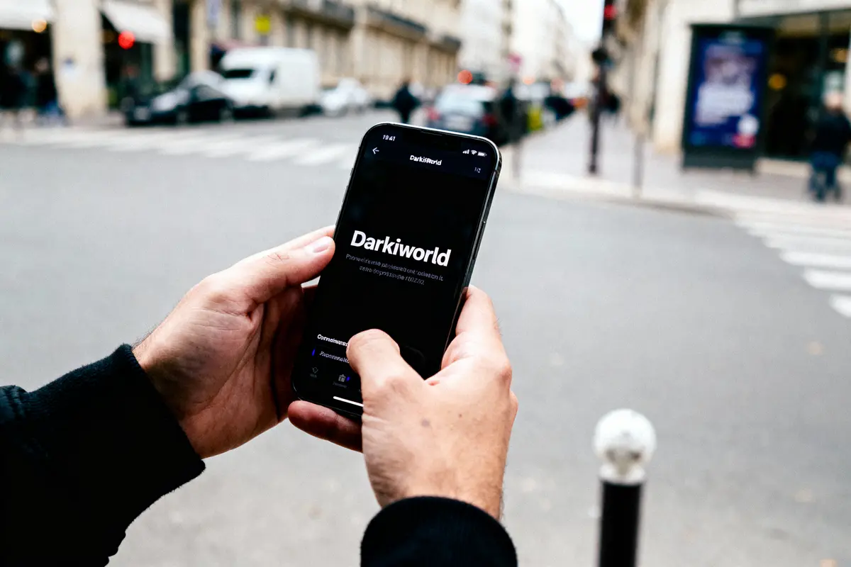 Écran de smartphone affichant une image de panneau mural, texte "ALRRE TSUREÉS 19.121" partiellement lisible.