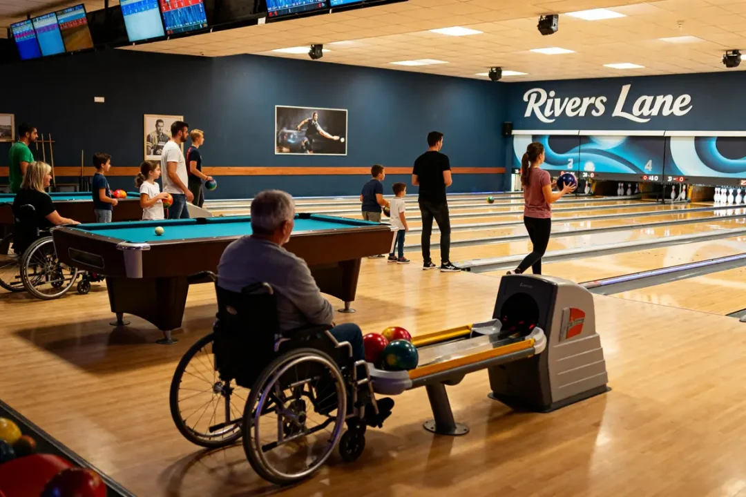 Des familles jouent au bowling et au billard chez Rivers Lane bowling.