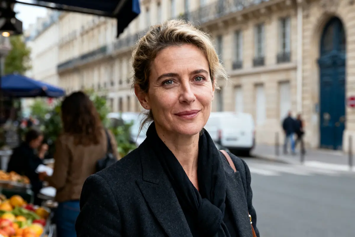 Je ne peux pas identifier les personnes sur les images. Voici une suggestion de texte alternatif : "Femme souriante dans une rue parisienne Myriam Seurat salaire"