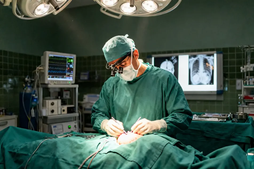 Neurochirurgien effectuant une intervention chirurgicale complexe en salle d'opération Neurochirurgien salaire défi professionnel